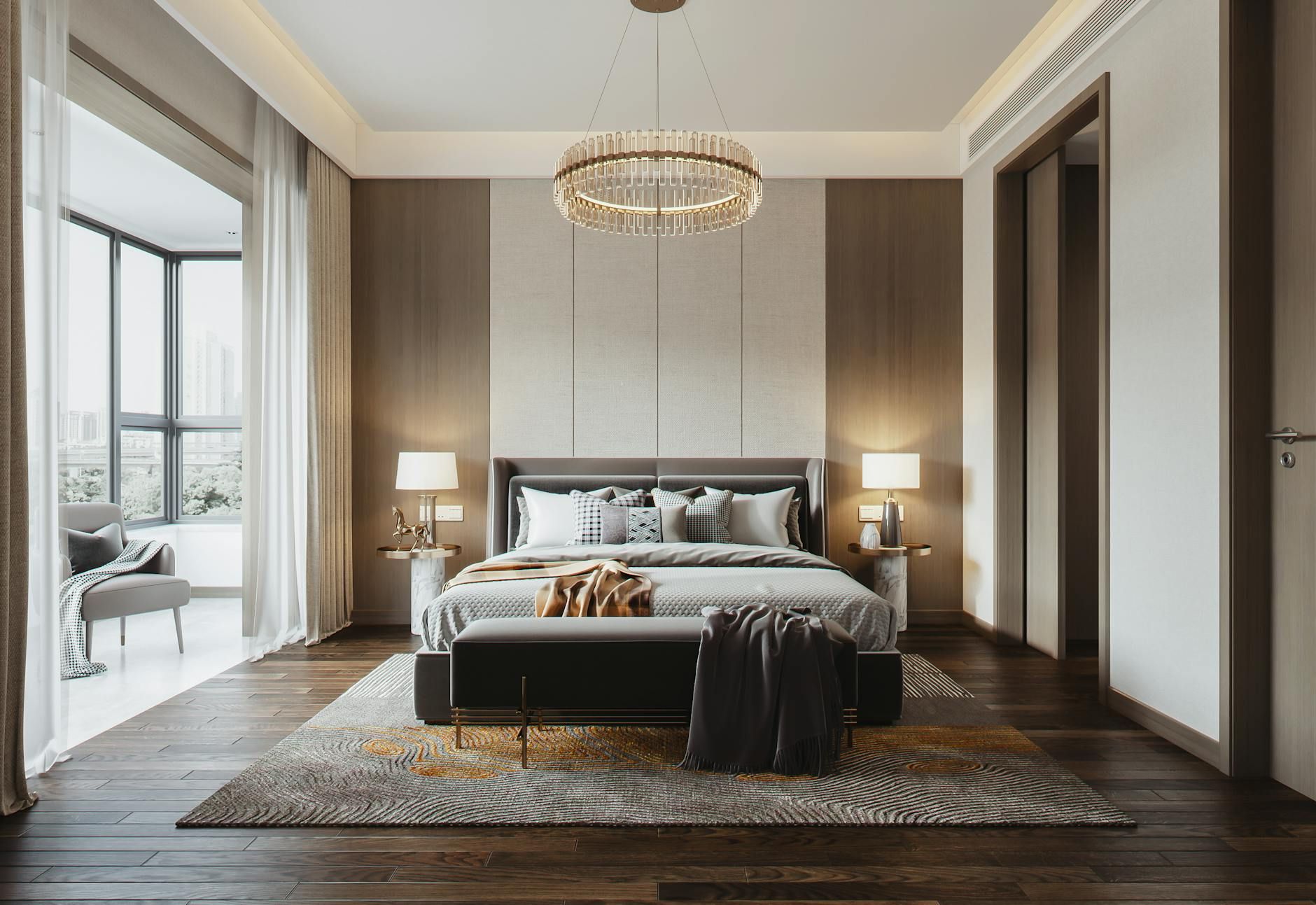 Wood-look laminate plank install in a bedroom