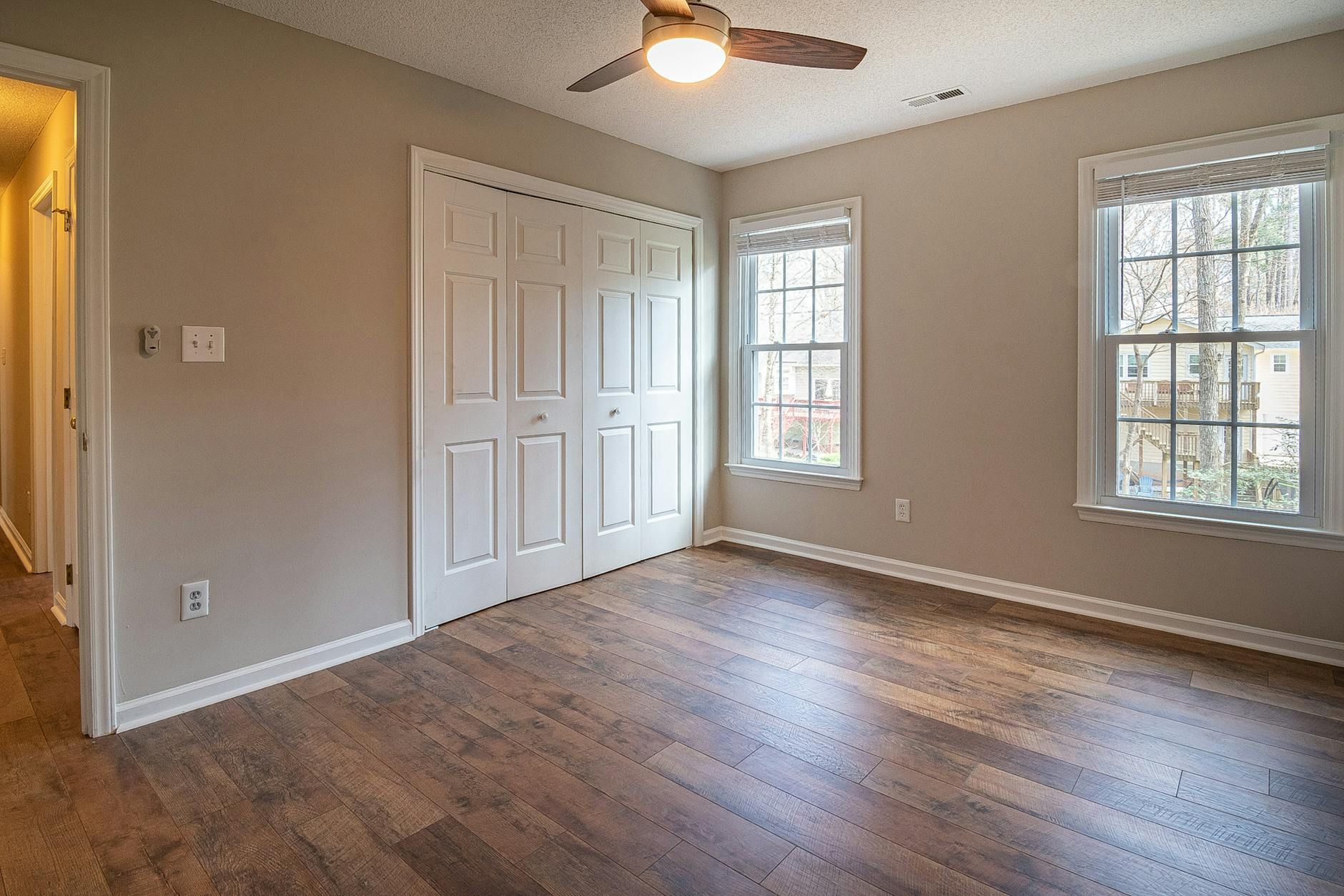 Refinished oak hardwood floor in a Lakewood home